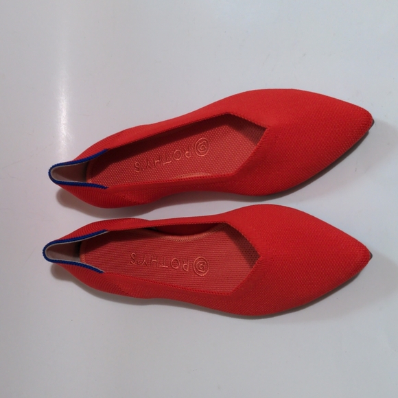 ROTHY'S THE POINT FLAME RED FLAT SHOES - Picture 2 of 16